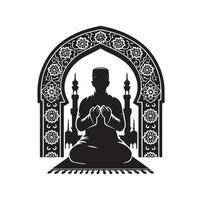 musulman prier silhouette. prier symbole illustration vecteur