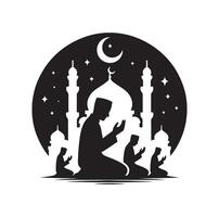 musulman prier silhouette. prier symbole illustration vecteur