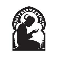 musulman prier silhouette. prier symbole illustration vecteur