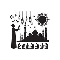 musulman prier silhouette. prier symbole illustration vecteur