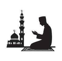 musulman prier silhouette. prier symbole illustration vecteur