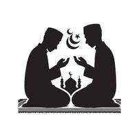 musulman prier silhouette. prier symbole illustration vecteur