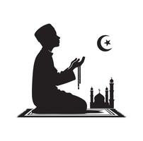 musulman prier silhouette. prier symbole illustration vecteur