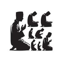 musulman prier silhouette. prier symbole illustration vecteur