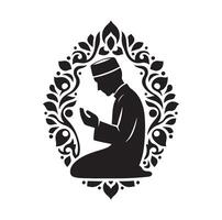 musulman prier silhouette. prier symbole illustration vecteur