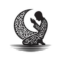 musulman prier silhouette. prier symbole illustration vecteur