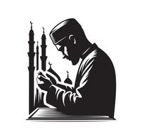 musulman prier silhouette. prier symbole illustration vecteur