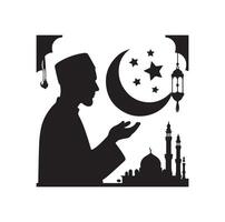 musulman prier silhouette. prier symbole illustration vecteur