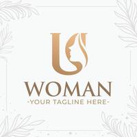 magnifique lettre u monogramme logo avec femme silhouette vecteur