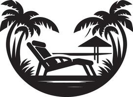 plage chaise silhouette, noir Couleur silhouette vecteur