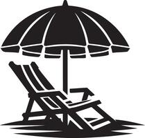 plage chaise silhouette, noir Couleur silhouette vecteur