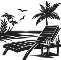 plage chaise silhouette, noir Couleur silhouette vecteur