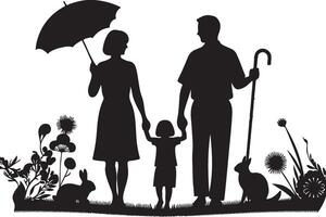 Parents journée clipart, silhouette, noir Couleur silhouette vecteur