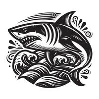 noir et blanc requin de une logo vecteur