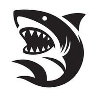 une noir et blanc minimaliste requin logo vecteur