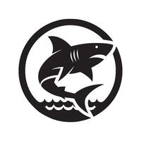logo de une noir et blanc requin vecteur