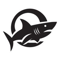 une noir et blanc requin silhouette vecteur