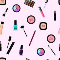 maquillage des produits et produits de beauté sur une rose Contexte vecteur