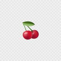 cerises emoji icône. 3d isolé réaliste cerises. été fruit. vecteur