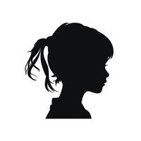 enfant profil silhouette avec espiègle queue de cheval vecteur