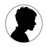 silhouette de Jeune garçon dans profil cercle vecteur