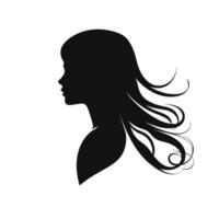 Jeune femme profil silhouette avec frisé cheveux vecteur