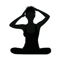 silhouette de femme dans yoga pose vecteur