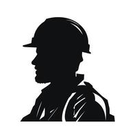 construction ouvrier silhouette avec casque vecteur