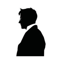 mature homme silhouette avec des lunettes profil vecteur