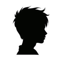 Jeune garçon silhouette avec épineux cheveux profil vecteur