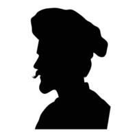 boulanger silhouette avec casquette et moustache vecteur