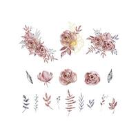 aquarelle ensemble de bouquets foncé des roses vecteur