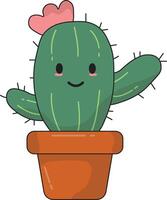 kawaii dessin animé mis en pot cactus dans mignonne affronter. illustration conception. vecteur