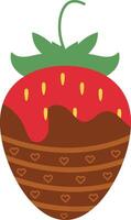fraise recouvert Chocolat dans plat dessin animé conception. fondu Chocolat. isolé illustration. vecteur