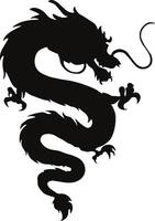 chinois dragon silhouette, chinois zodiaque. isolé noir silhouette sur blanc Contexte. vecteur