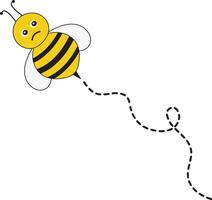 abeille en volant chemin sur à pois routé avec dessin animé conception. isolé illustration sur blanc Contexte vecteur