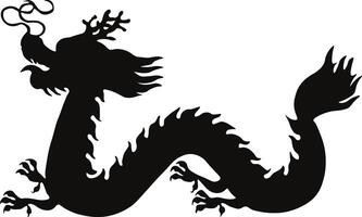 chinois dragon silhouette, chinois zodiaque. isolé noir silhouette sur blanc Contexte. vecteur