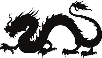 chinois dragon silhouette, chinois zodiaque. isolé noir silhouette sur blanc Contexte. vecteur