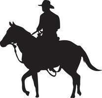 cow-boy silhouette avec cheval et lasso. illustration conception. vecteur