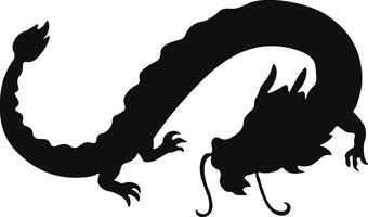 chinois dragon silhouette, chinois zodiaque. isolé noir silhouette sur blanc Contexte. vecteur