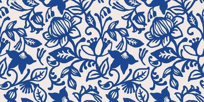 ethnique bleu sans couture motifs avec plante motifs. moderne abstrait conception pour papier, couverture, tissu, intérieur décor et autre utilisation vecteur