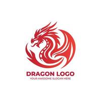 rouge esprit de dragon logo vecteur