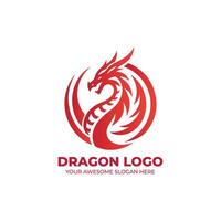 rouge esprit de dragon logo vecteur