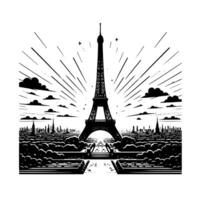 noir et blanc illustration de le Eiffel la tour tourisme dans Paris vecteur