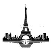 noir et blanc illustration de le Eiffel la tour tourisme dans Paris vecteur