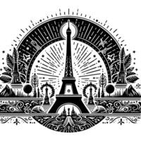 noir et blanc illustration de le Eiffel la tour tourisme dans Paris vecteur