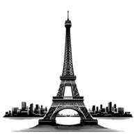 noir et blanc illustration de le Eiffel la tour tourisme dans Paris vecteur