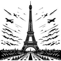 noir et blanc illustration de le Eiffel la tour tourisme dans Paris vecteur