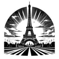 noir et blanc illustration de le Eiffel la tour tourisme dans Paris vecteur