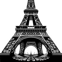 noir et blanc illustration de le Eiffel la tour tourisme dans Paris vecteur